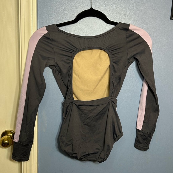 Long Sleeve Grey/Purple Leotard - Picture 2 of 2